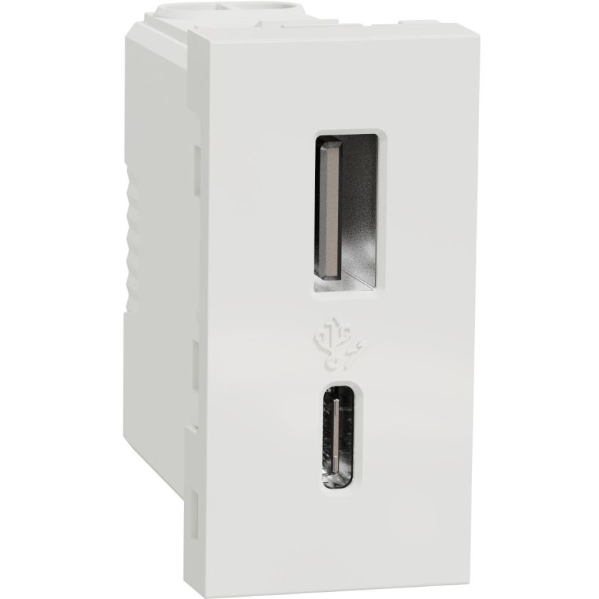 Priza USB 1 modul tip A + C (12W) Schneider Noua Unica NU301618, alb