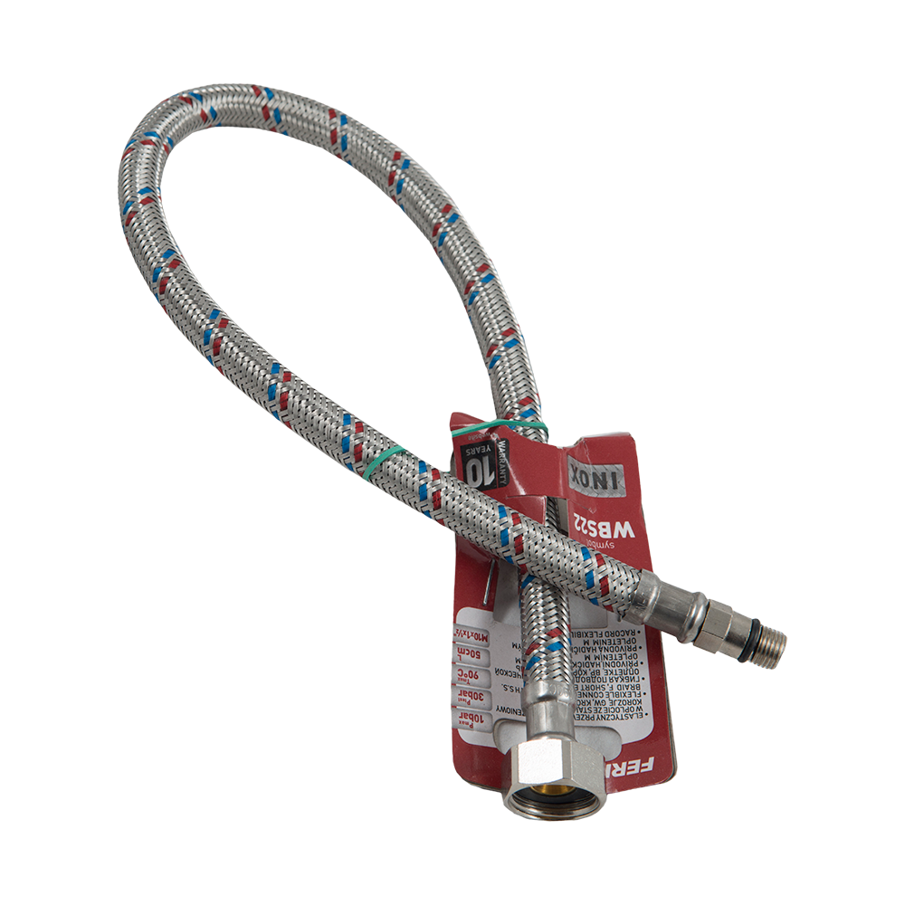 Racord flexibil cap scurt Ferro WBS22, inox, 1/2 inch, M10 x 1 inch, 50 cm