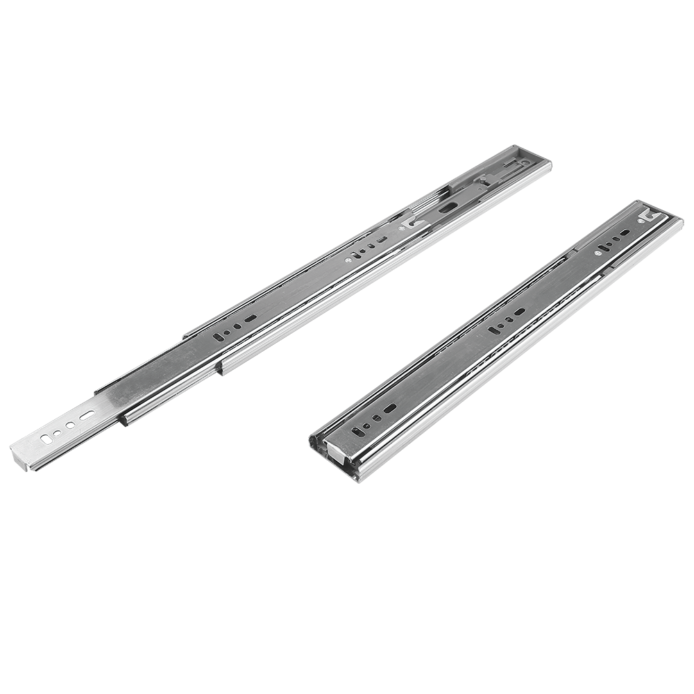 Glisiera cu bile cu amortizor, otel zincat, alb, max 30 kg, extractie totala, 500 x 45 mm