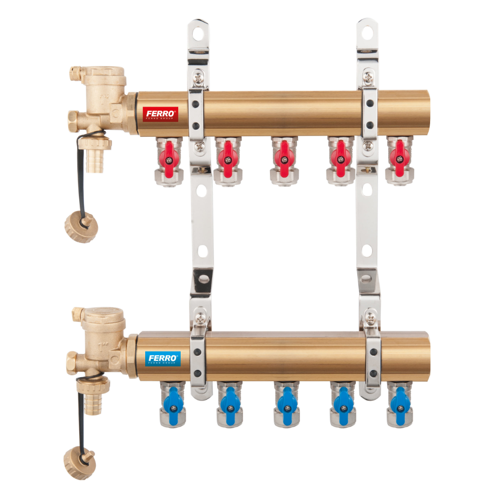Distribuitor N-RO06S Ferro, 6 circuite, alama, 1 inch