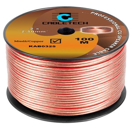 Cablu transparent pentru difuzor, cupru, 2 x 2.5 mm2, Rola 100m KAB0325