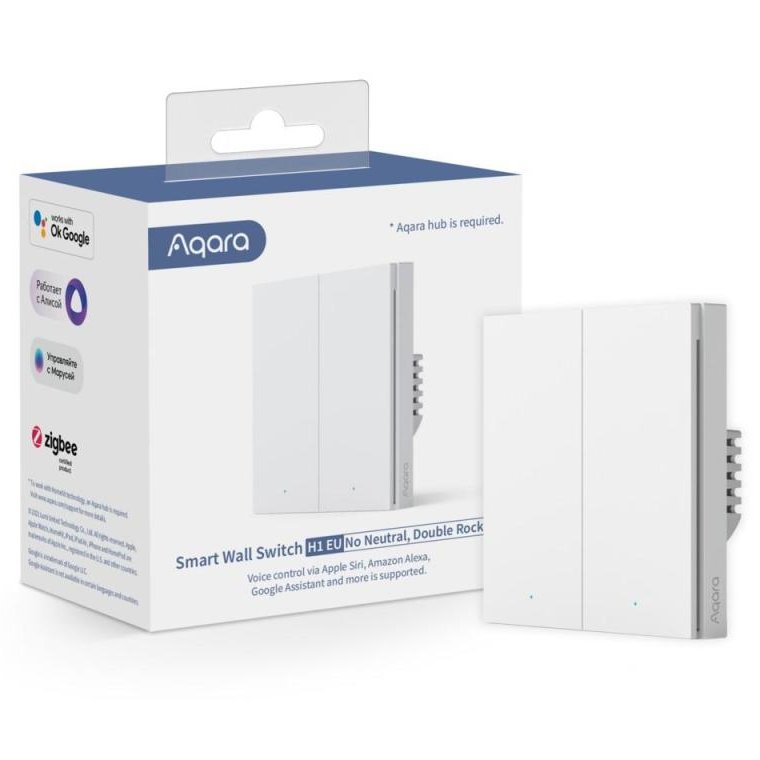 Intrerupator inteligent Aqara H1 , nu necesita nul, 2 canale, Zigbee 6970504214781