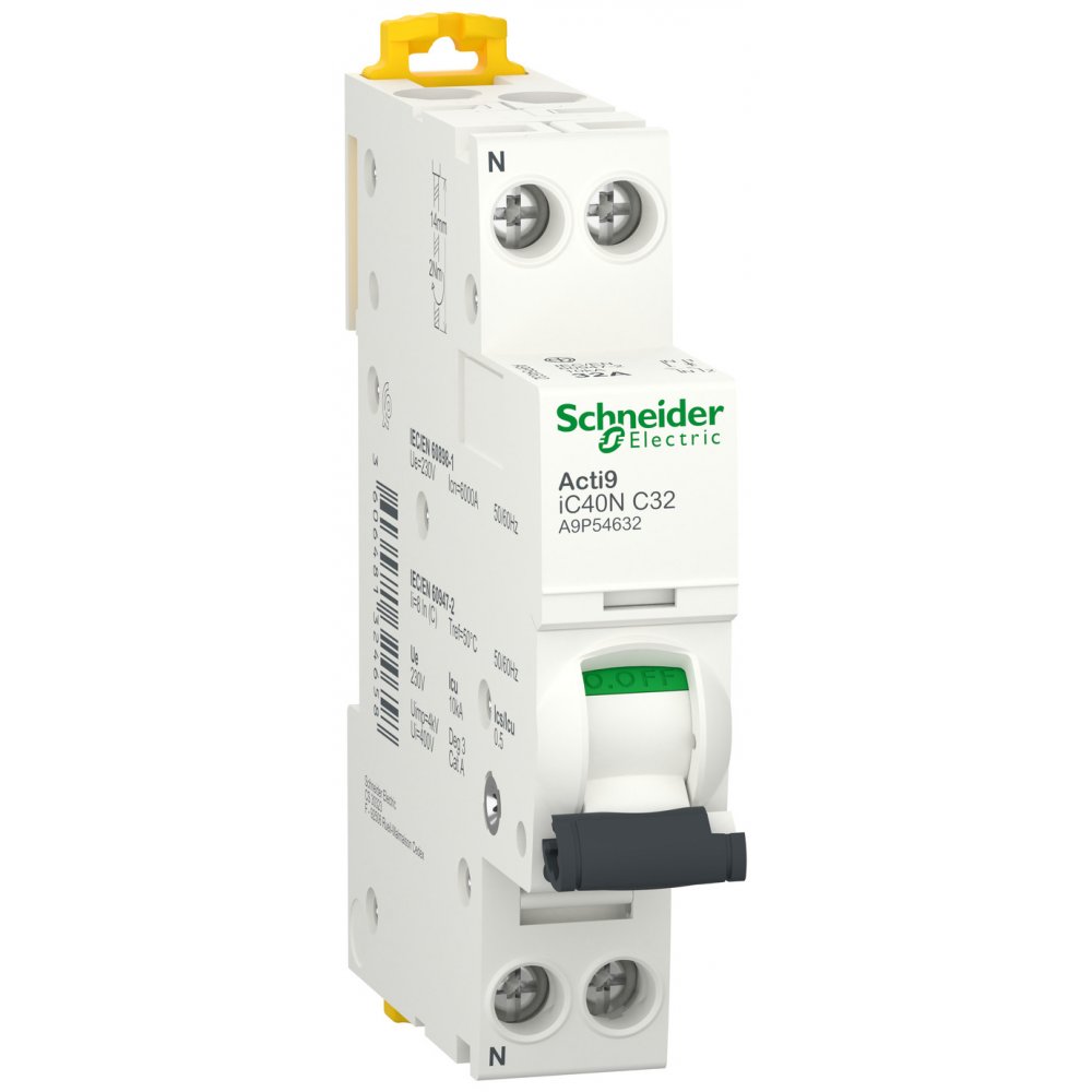 Siguranta automata Acti9, iC40N 1P+N 32A 6kA/10kA, curba C Schneider A9P54632