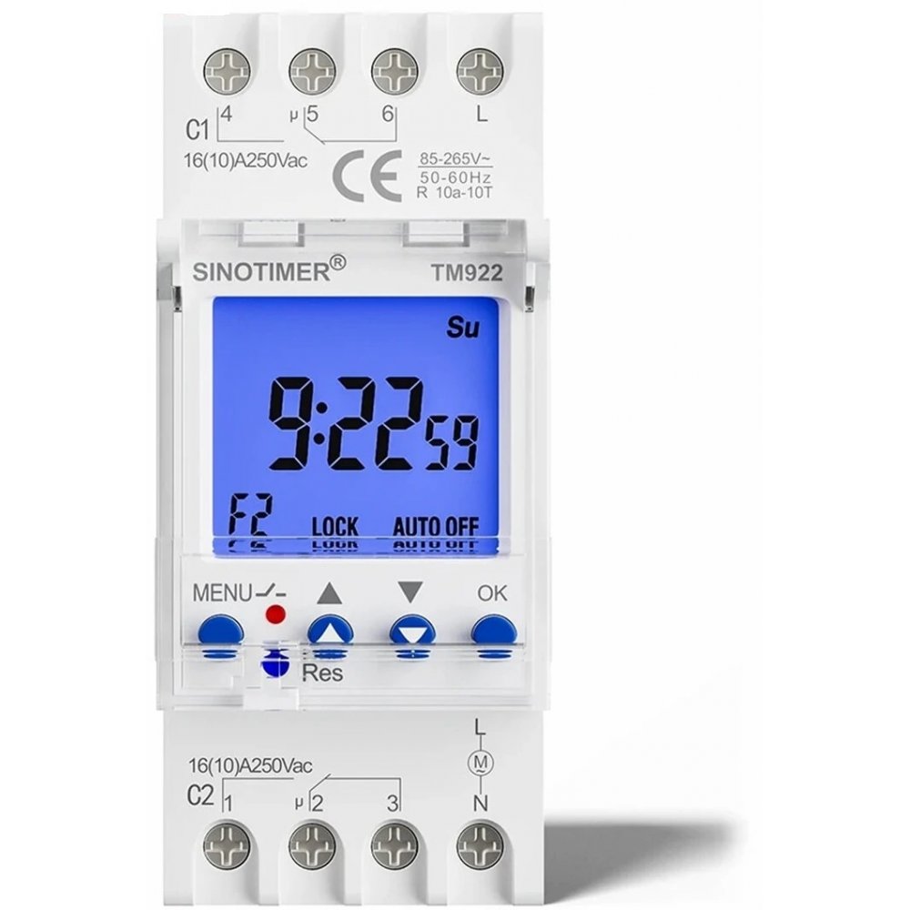 Releu digital cu temporizator, Sinotimer, temporizator, intrerupator, programabila, 250V, 16A, TM922