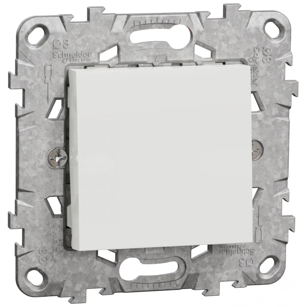 Intrerupator cap scara 2M Schneider Noua Unica NU520318Z, 10A cu suport fixare si gheare, alb