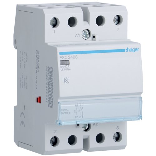 Contactor silentios, 40A, 2ND, bobina 230V Hager ESC240S