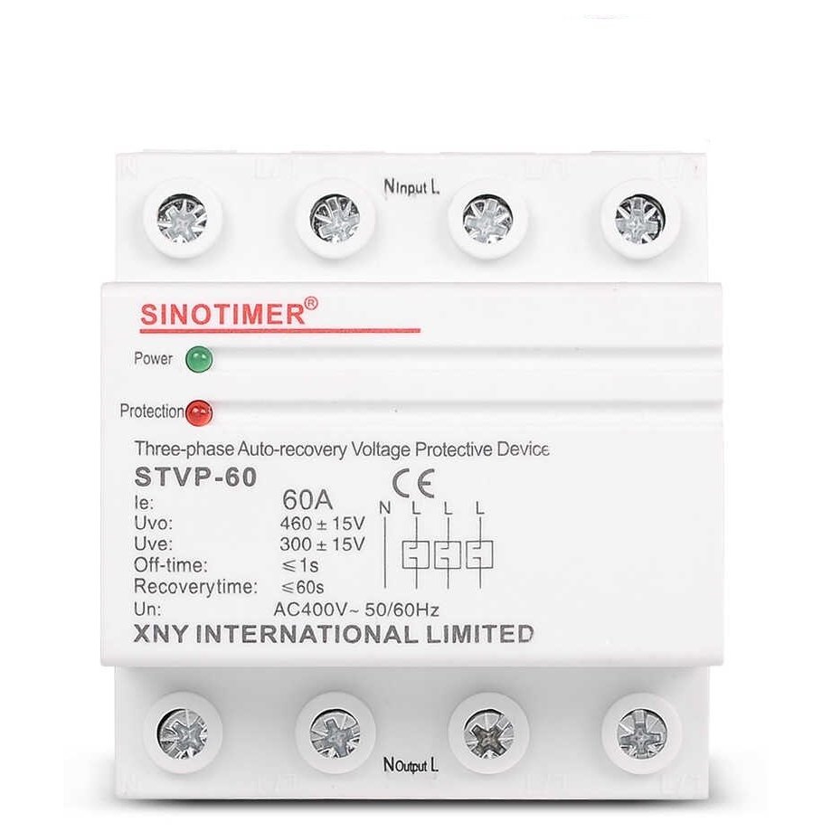 Releu siguranta digitala de protectie tensiune, Sinotimer, 60A, STVP-60, recuperare automata STVP-60A
