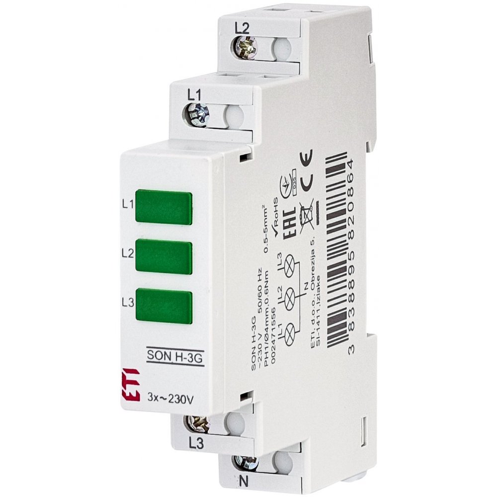 Lampa de semnalizare ETI, LED, verde, 230VAC, sina DIN Eti 002471556