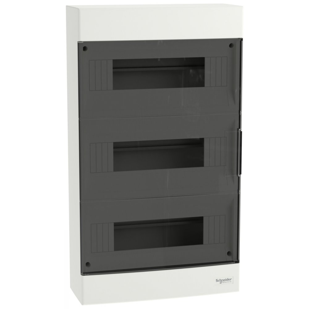 Tablou cu montaj aparent Easy9EU, 3x12 Module, usa fumurie, cu 2 blocuri terminale Schneider EZ9EUC312