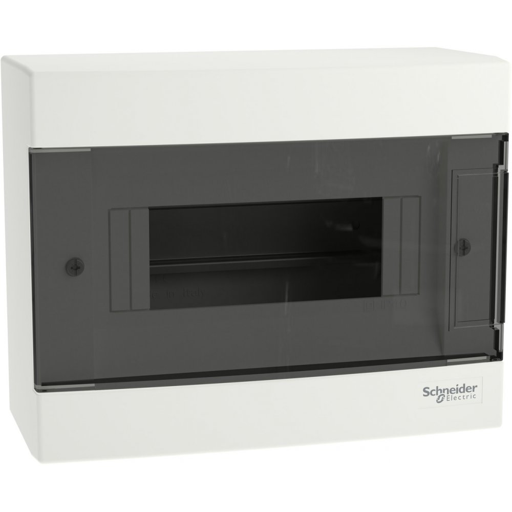 Tablou cu montaj aparent Easy9EU, 1x8 Module, usa fumurie, cu 2 blocuri terminale Schneider EZ9EUC108
