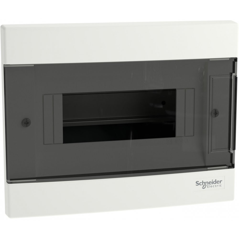 Tablou cu montaj incastrat Easy9EU 1x8 Module, usa fumurie, cu 2 blocuri terminale Schneider EZ9EUA108