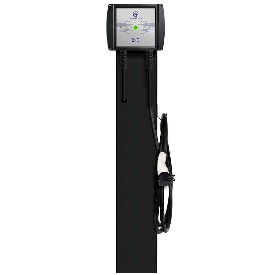 Kit suport metalic + statie incarcare masini electrice, 22 kW, trifazata, cablu Type 2, curent setabil 8-32 A, aplicatie mobila RFID Ampevo AMP322T2GC