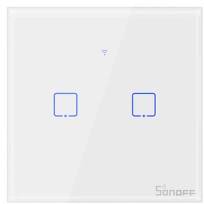 Intrerupator Smart cu Touch Wifi + RF 433 Sonoff T1 EU TX, 2 canale 6920075725315