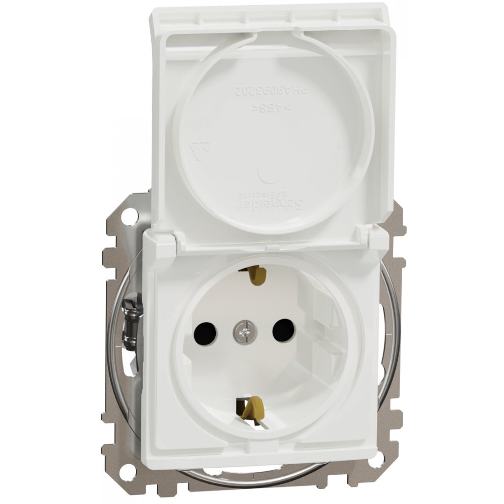 Priza 2P+E cu obturatoare si capac Schneider Sedna Design SDD111023, alb