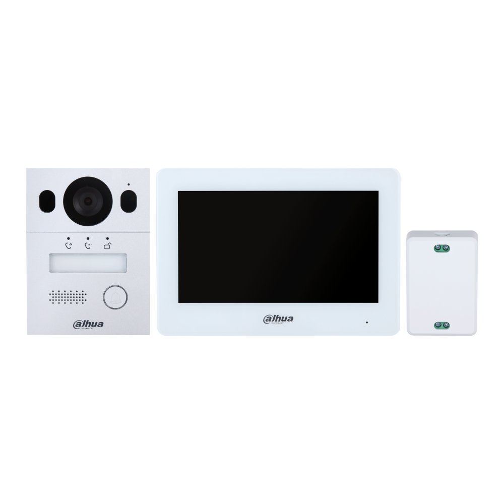 KIT Videointerfon Wi-Fi Hybrid Dahua DHI-KTX01(S), 2MP, 7 inch TFT capacitive, conexiune cu 2 fire, IP65, IK07, control acces, montaj aplicat