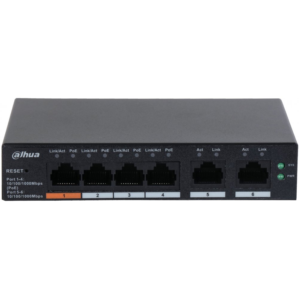 Switch 4 porturi gigabit cloud management Dahua CS4006-4GT-60, 2 porturi uplink, PoE Watchdog, Long Distance PoE