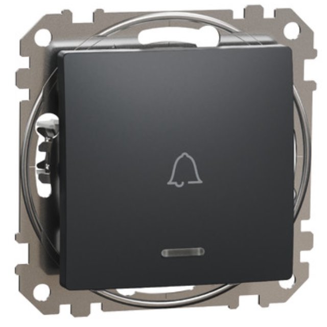 Intrerupator cu revenire Schneider Sedna Design SDD114131L cu simbol sonerie si indicator LED luminos albastru, antracit