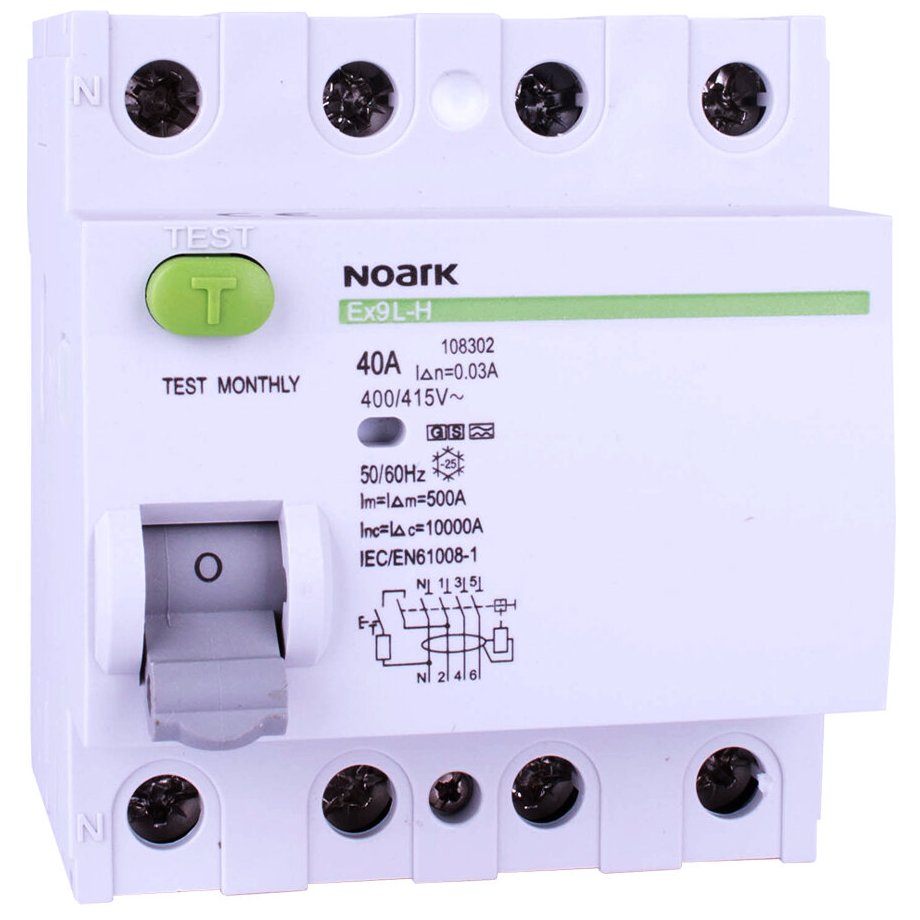 Intrerupator automat diferential RCCB Ex9L-H 4P 40A 30mA tip AC Noark 108176