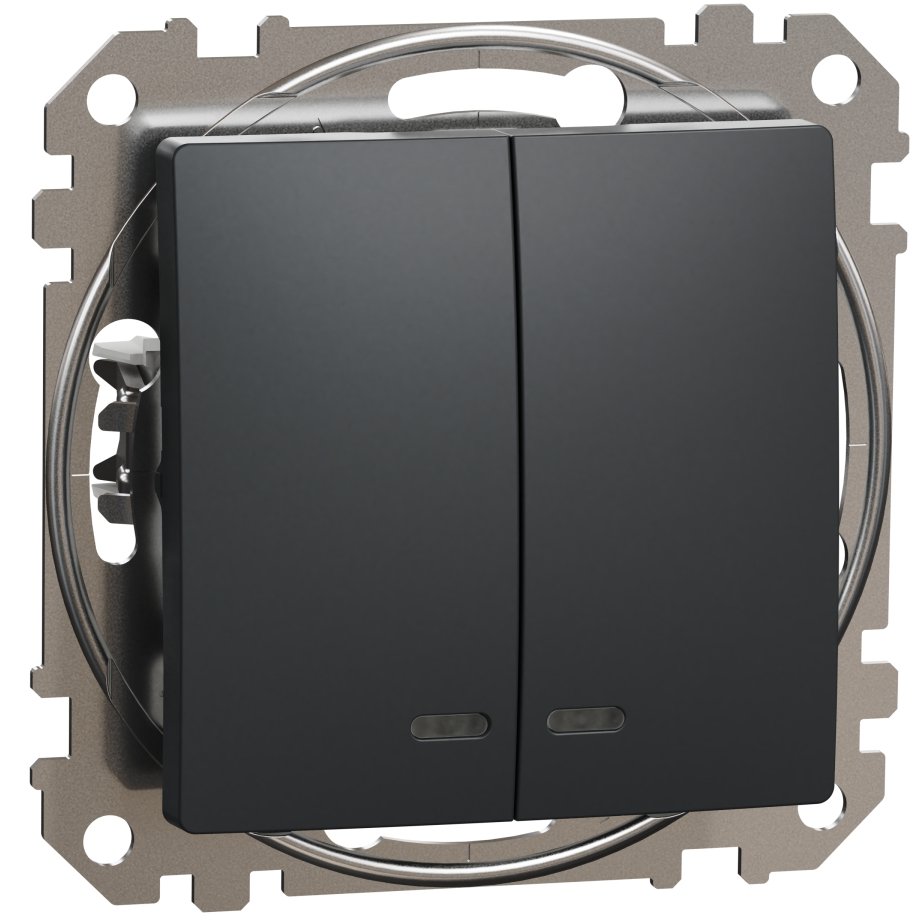 Intrerupator dublu cu indicator luminos albastru Schneider Sedna Design SDD114105L, antracit