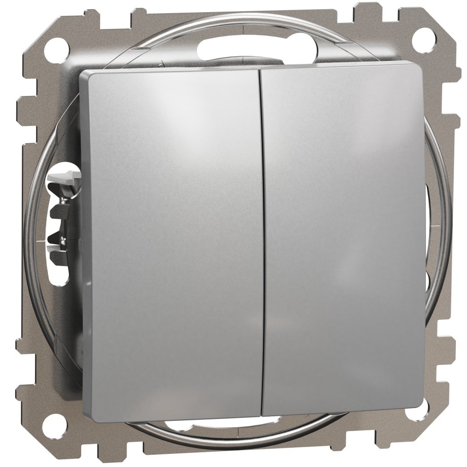 Intrerupator dublu cap scara, Schneider, SDD113108, Sedna Design, aluminiu