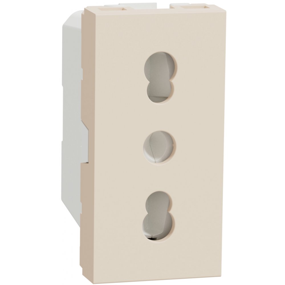 Priza standard italian 1m 16A 2P+E Schneider Noua Unica NU302344, bej