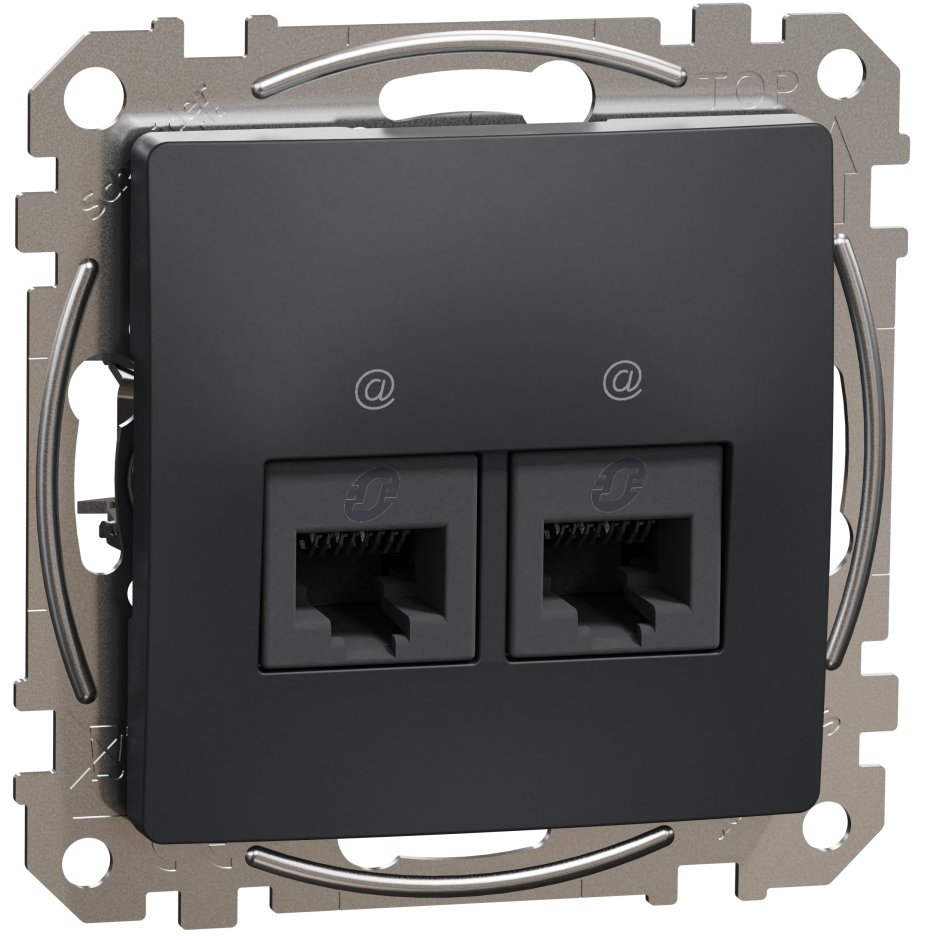 Priza dubla RJ45 Cat5E UTP, Schneider, SDD114452, Sedna Design, antracit