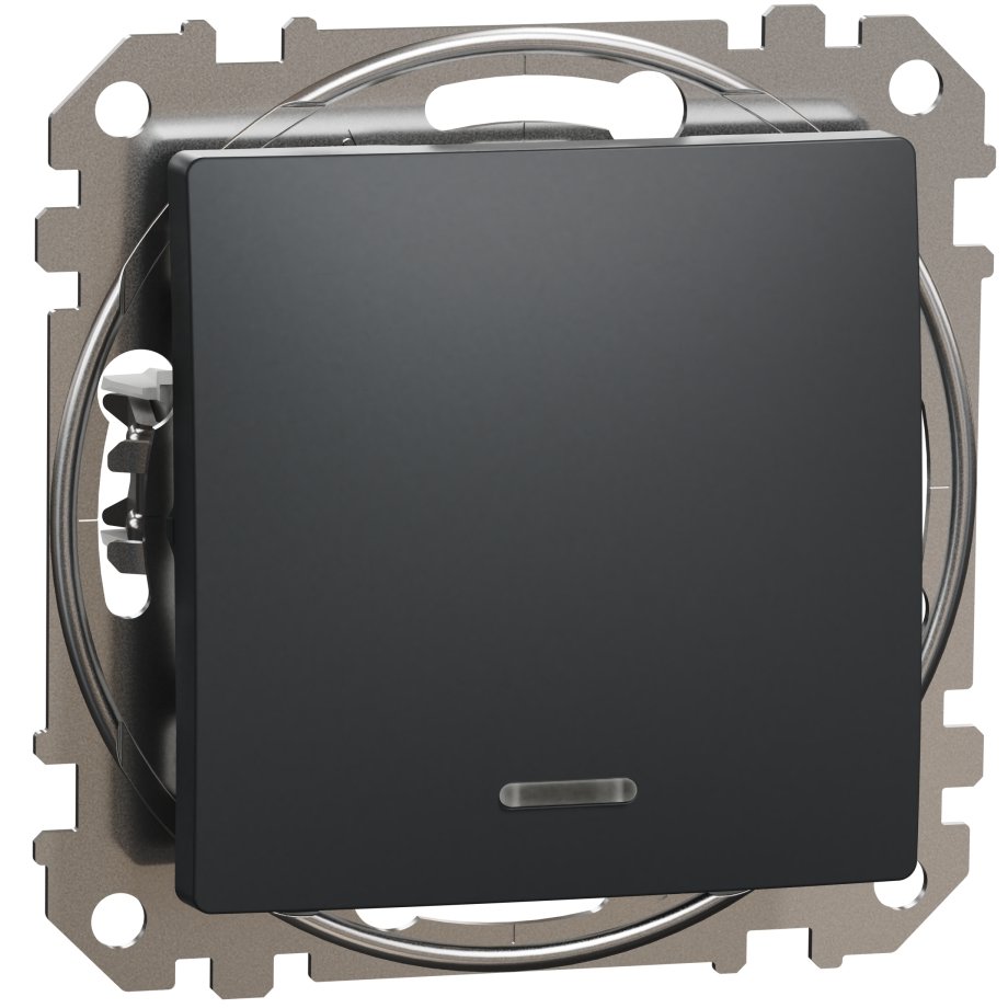 Intrerupator simplu cu indicator luminos, Schneider, SDD114101L, Sedna Design, albastru, antracit