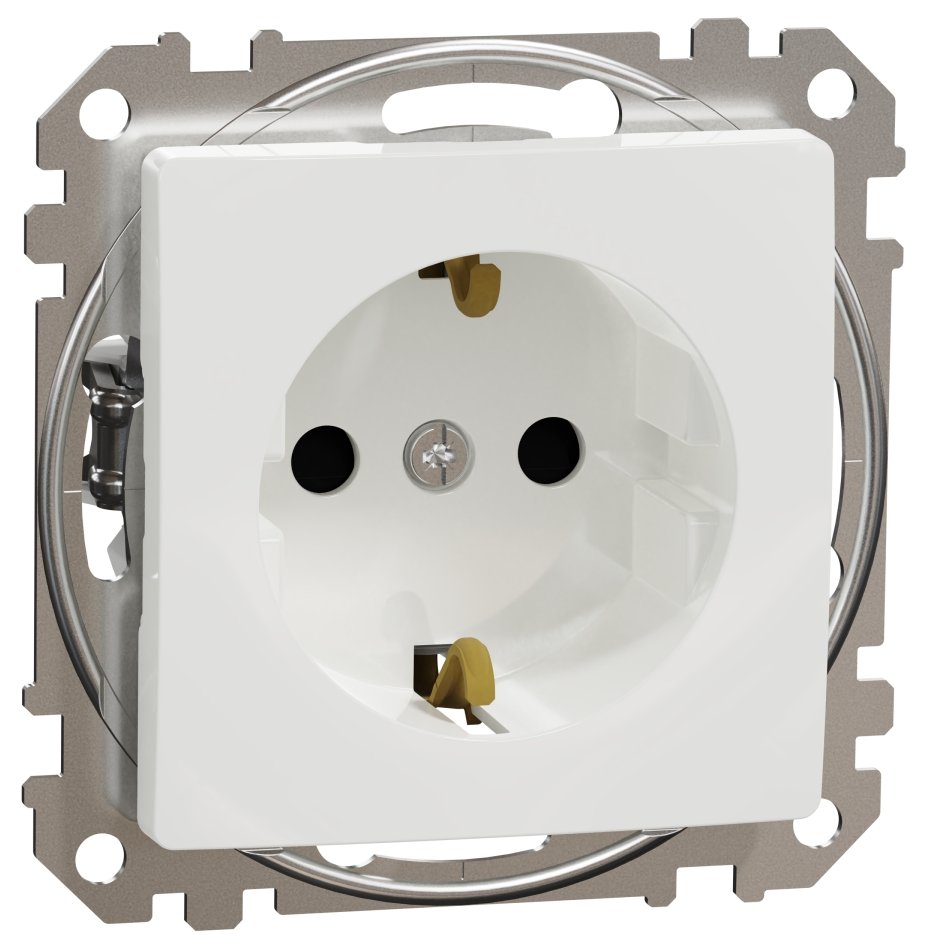 Priza 2P+E cu obturatoare Schneider Sedna Design SDD111021, alb