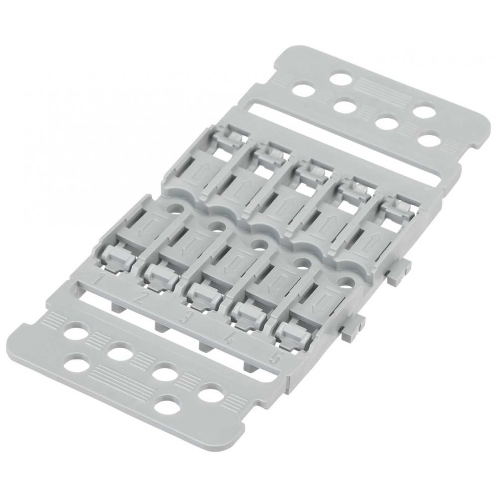 Set 5 bucati suporti pentru 5 cleme prelungire cabluri Wago cu prindere pe sina Wago 221-2505