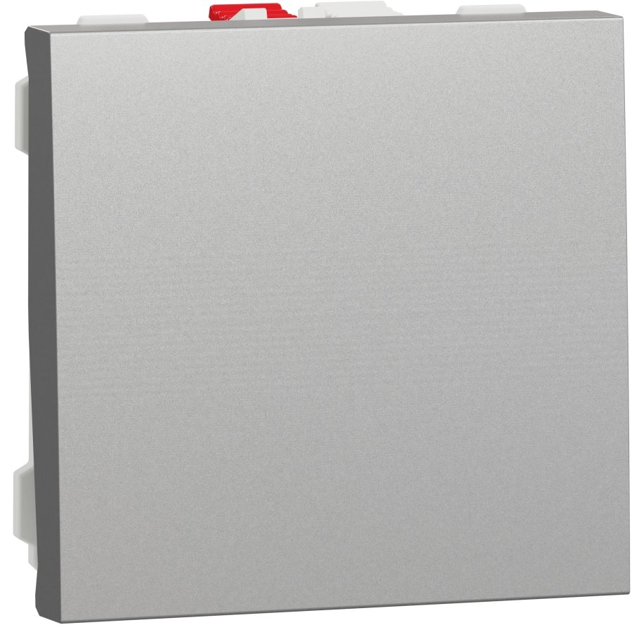 Intrerupator simplu 10A 2 module Schneider Noua Unica NU320130, aluminiu