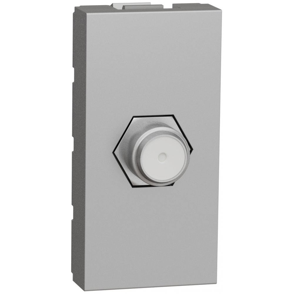 Priza TV cablu coaxial 1 modul tip F Schneider Noua Unica NU346830, aluminiu