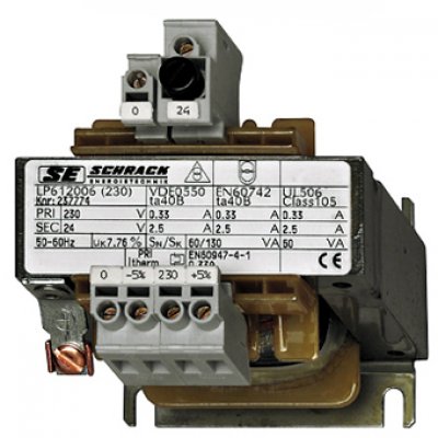 Transformator de comanda monofazat, 230V/12V, 320 VA, IP00 Schrack LP601032T