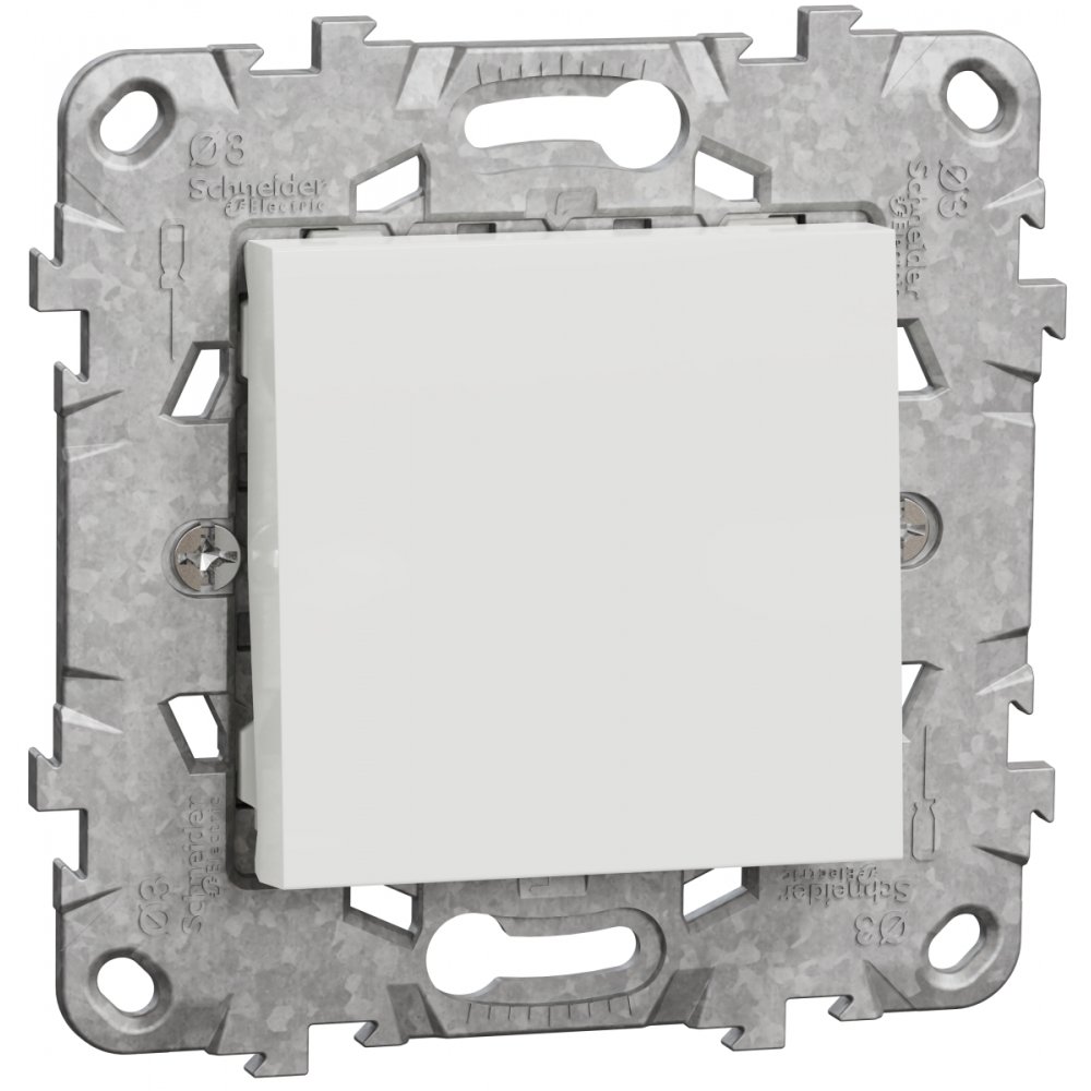Intrerupator simplu 10A cu suport fixare si gheare Schneider Noua Unica NU520118Z, alb