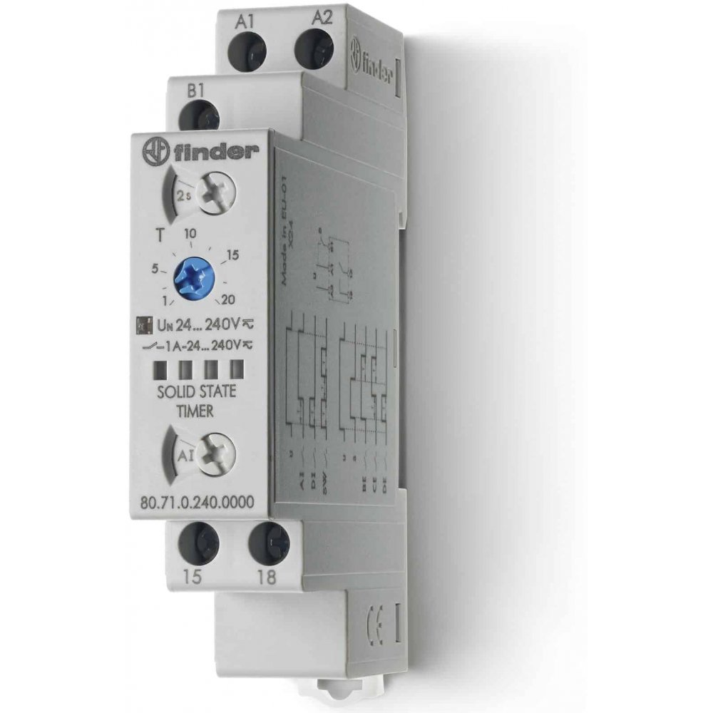 Releu de timp modular cu iesire pe semiconductor (SST) 24-230VAC 1A Finder 80.71.0.240.0000