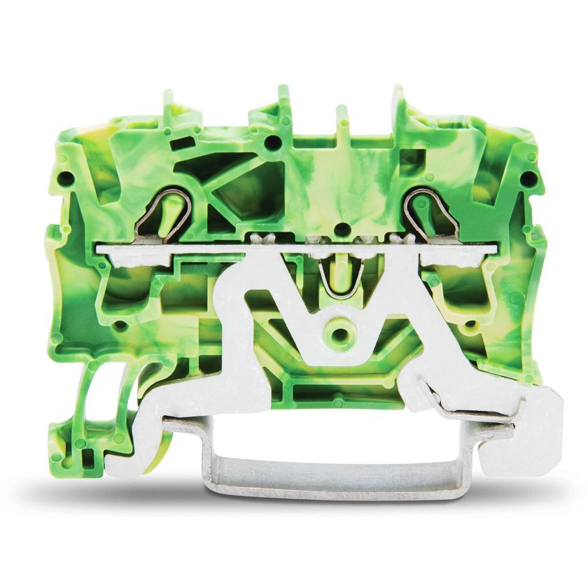 Set 5 bucati clema sir cu 2 conductori 2.5mm Wago 2002-1207, galben/verde