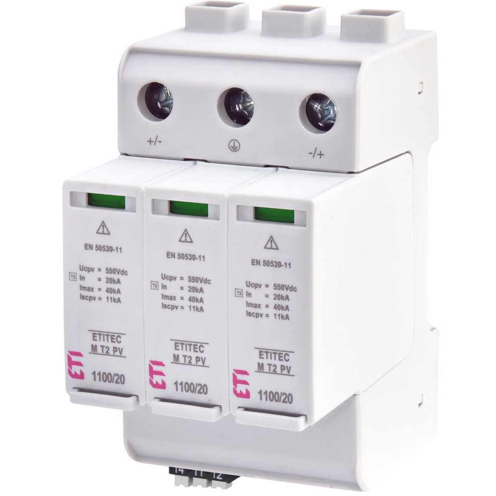 Descarcator la supratensiune, 2+1, debrosabil cu semnalizare, 3P, tip C, 1100VDC Eti 002440516