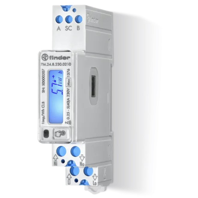 Contor de energie electrica monofazat cu masurare directa bidirectional ( dublu sens ), 1 modul, NFC, digital, 40A Finder 7M.24.8.230.0210