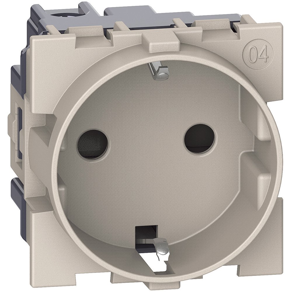 Priza standard german 2P+T 16A 2 module Bticino Living Now KM4141, nisip