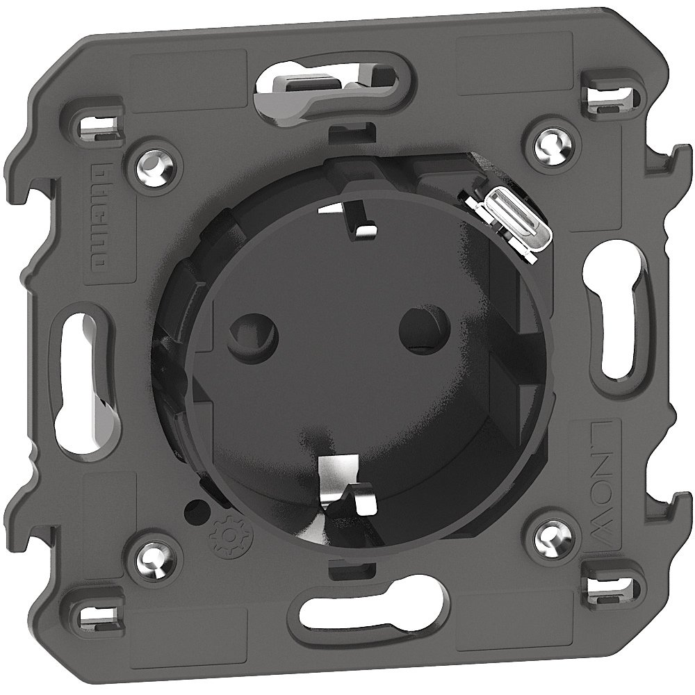 Priza electrica standard german, cu incarcator USB integrat Bticino Living Now KG4141USB, negru
