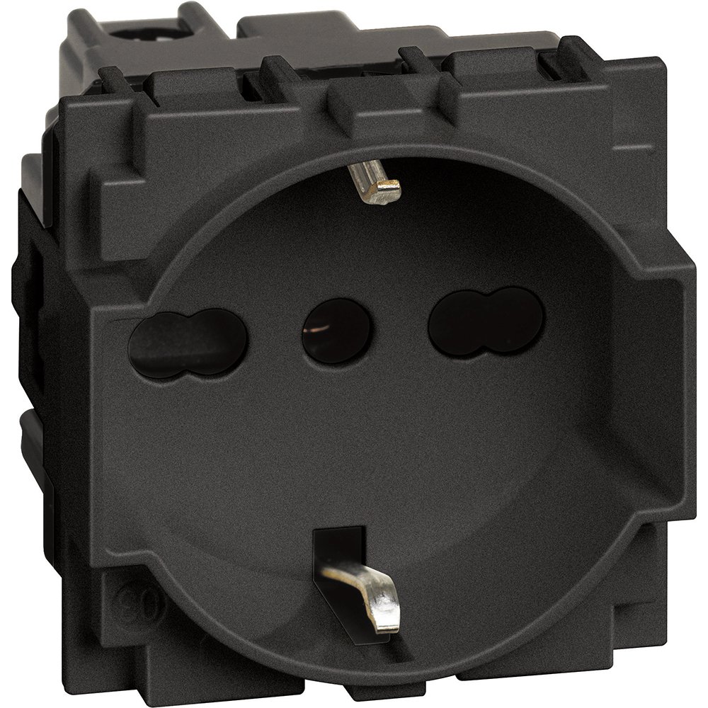 Priza standard italian/german 2 module Bticino Living Now KG4140A16, negru