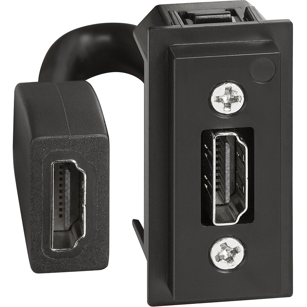 Priza HDMI 1.4 preconectat 1 modul Bticino Living Now K4284P, alb, negru, nisp