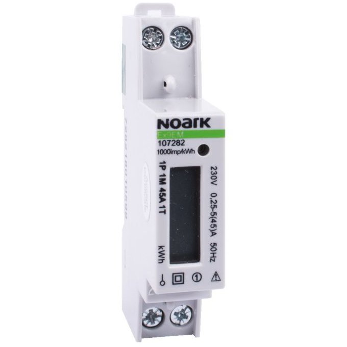 Contor de energie 1P 1 modul, 45 A, 1-tarif, afisaj LCD Noark 107282
