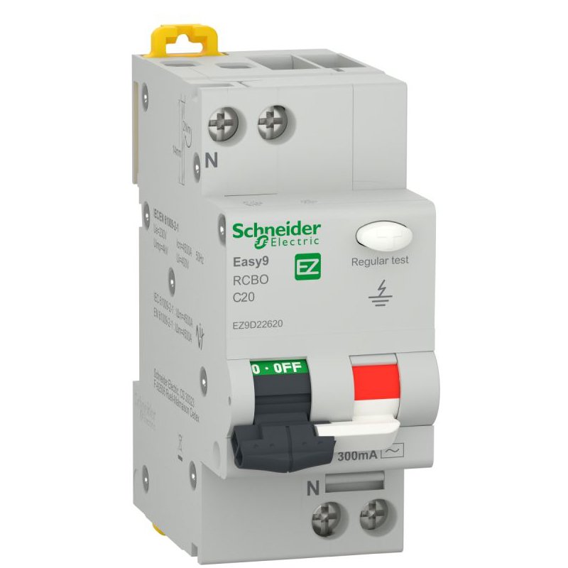 Intrerupator automat diferential RCBO Easy9 1P+N 20A/300mA tip AC Schneider EZ9D22620