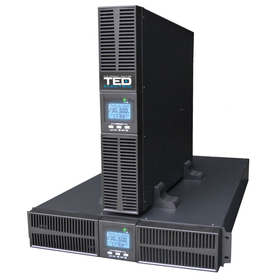 UPS 1000VA / 900W rackabil 2U Online dubla conversie, management, 2x 9Ah, sinusoida pura, TED Electric TED004048
