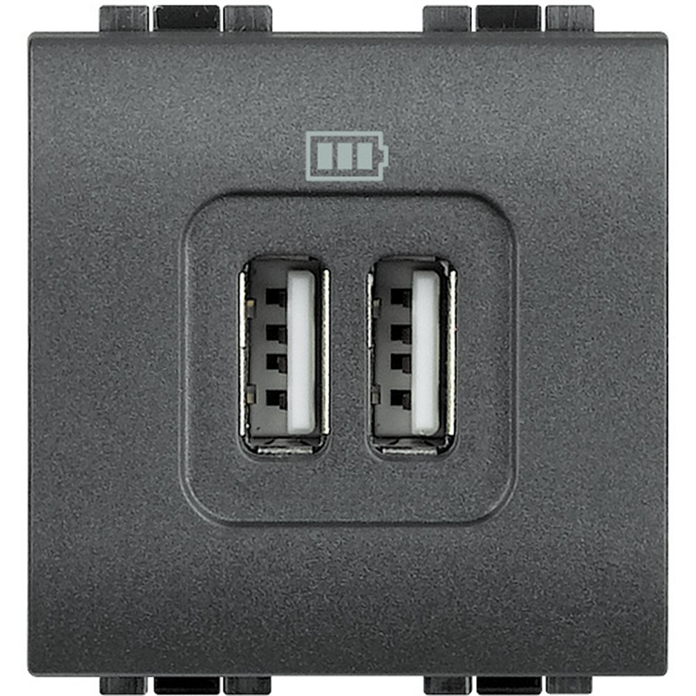 Incarcator dublu usb 5Vdc Bticino Living Light L4285C2, antracit