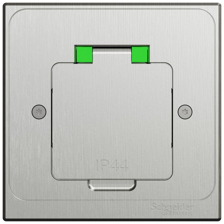 Doza pardoseala patrata XS + priza, metal IP44 Schneider Unica INS52100
