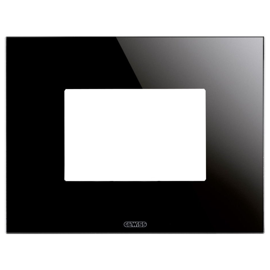 Rama ornament sticla 3 module Gewiss Chorus Ice GW16903CN, negru