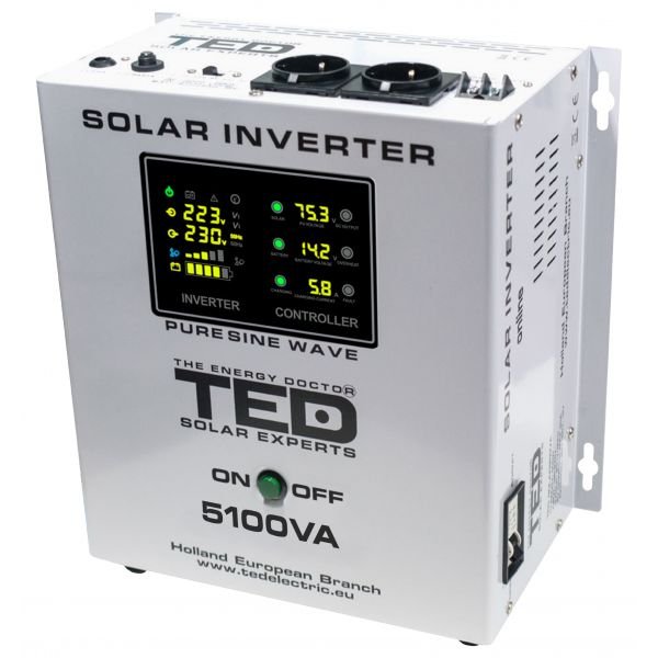 Invertor solar Off Grid TED de la 48V la 230V 5100VA/3500W MPPT unda sinusoidala pura TED003898