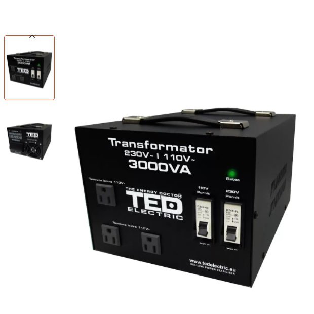 Oferte la Transformator 230-220V la 110-115V 3000VA / 2400W cu carcasa TED000248