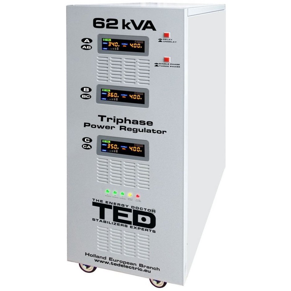 Stabilizator retea 380V maxim 62KVA TED cu servomotor trifazat TED60K3SVC TED000217, 48KW